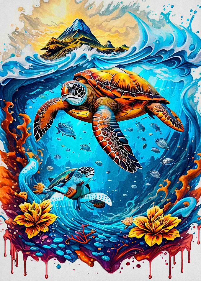 turtle watercolor animal