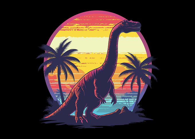 Retro Dinosaur Sunset