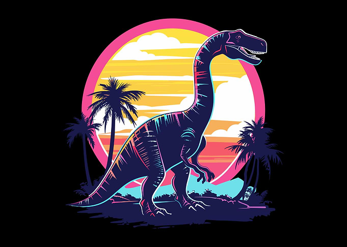 Retro Dinosaur Sunset