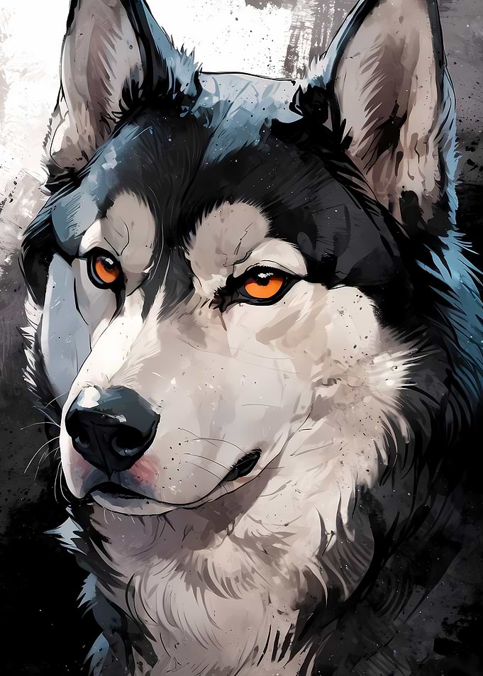 Husky Dog Frosty Gaze