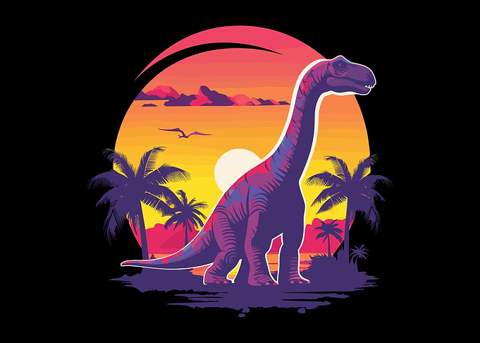 Retro Dinosaur Sunset