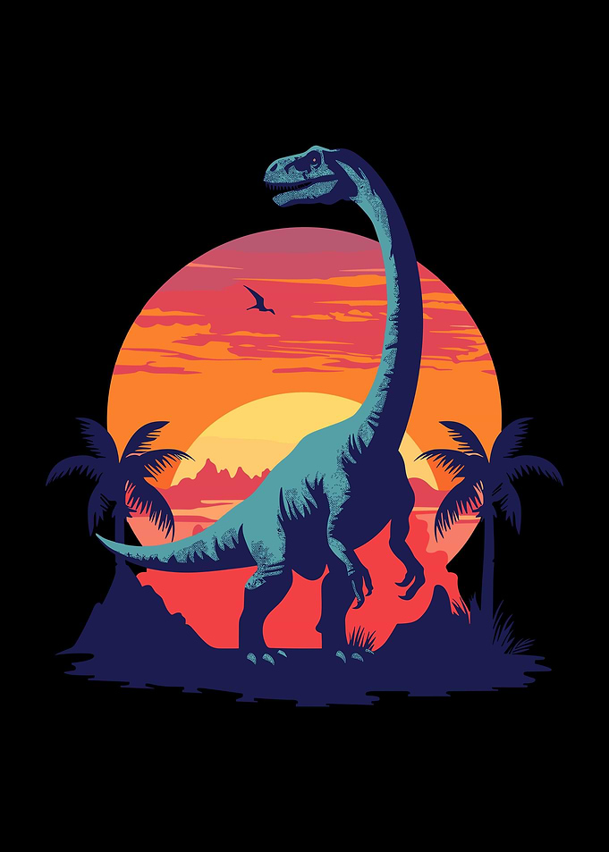 Retro Dinosaur Sunset