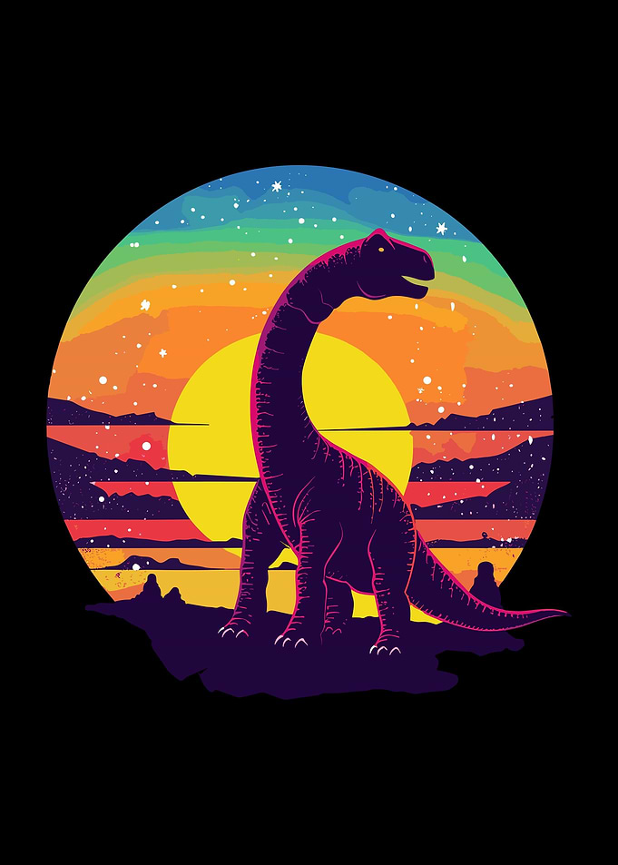 Retro Dinosaur Sunset