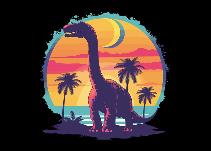 Retro Dinosaur Sunset