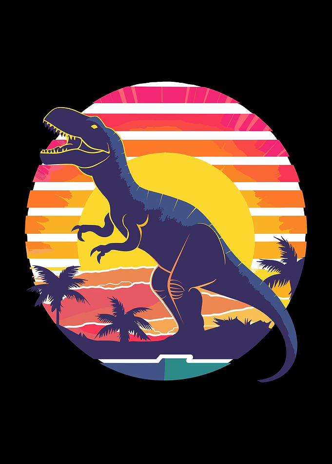 Retro Dinosaur Sunset