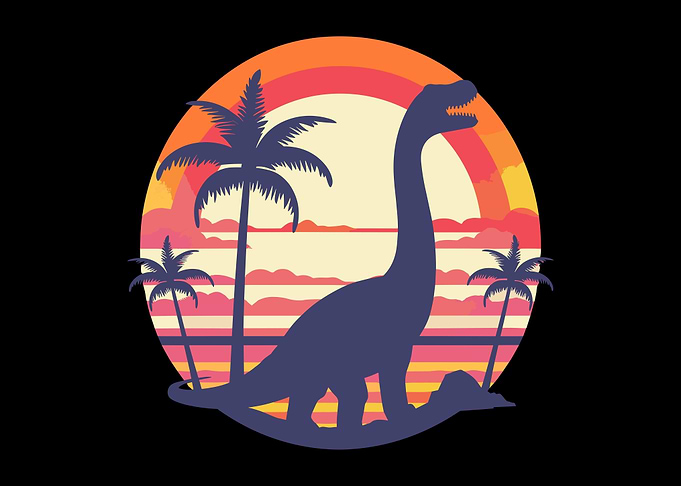 Retro Dinosaur Sunset