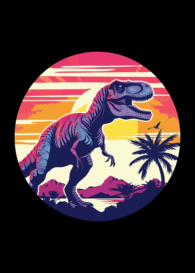 Retro Dinosaur Sunset