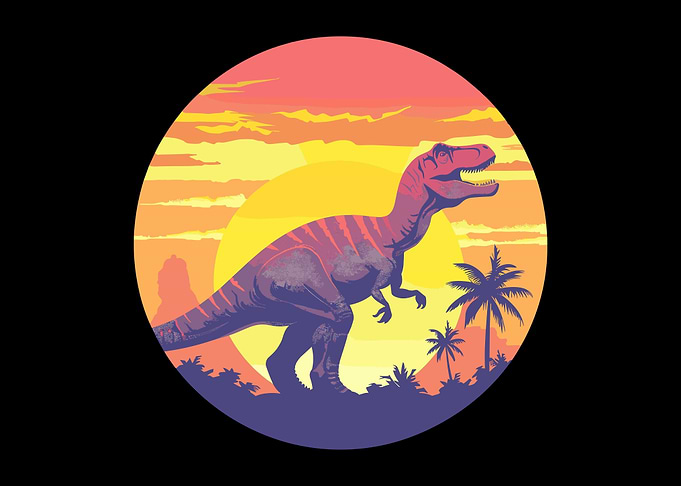 Retro Dinosaur Sunset