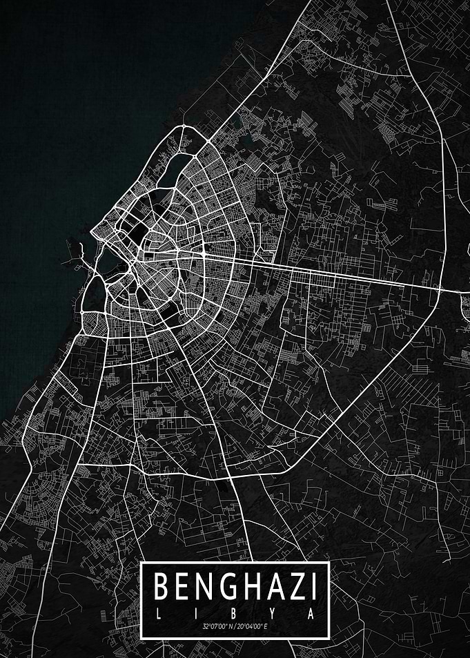 Benghazi City Map Dark