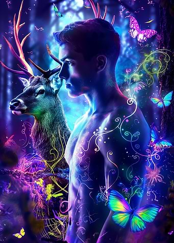 man in neon light