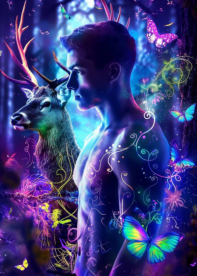 man in neon light