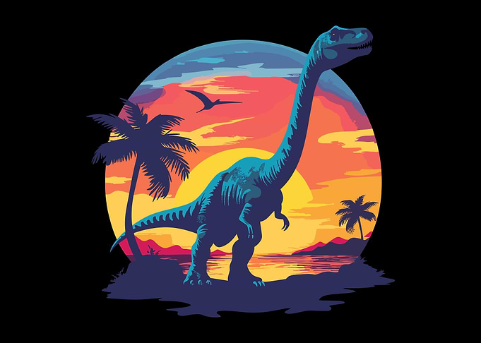 Retro Dinosaur Sunset