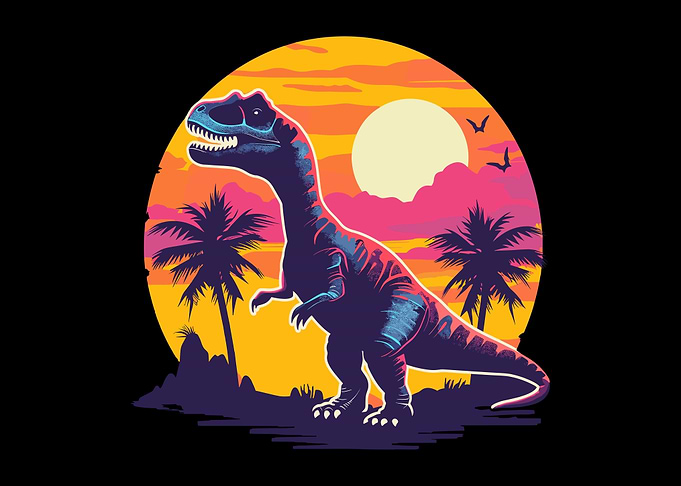 Retro Dinosaur Sunset