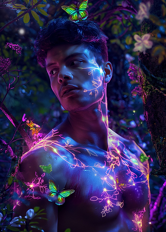 man in neon light