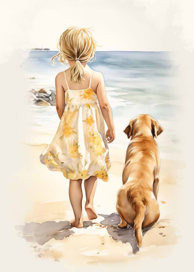 Little girl with labrador