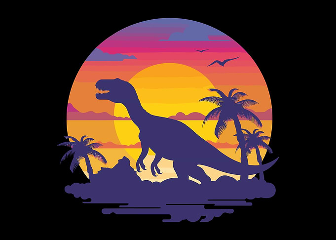 Retro Dinosaur Sunset