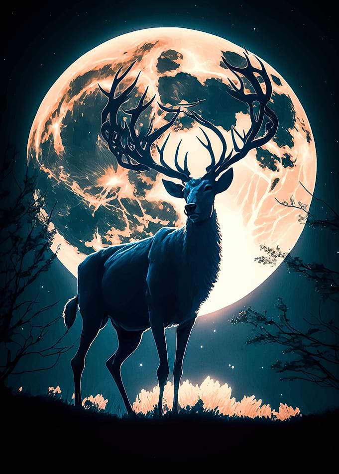Deer Moon Landscape