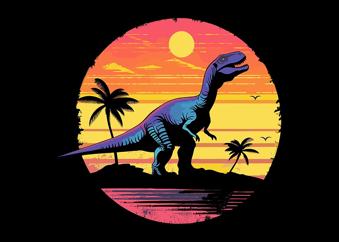 Retro Dinosaur Sunset