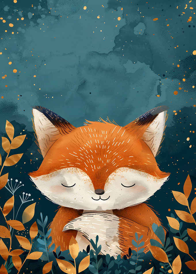 Cute Watercolor Baby Fox