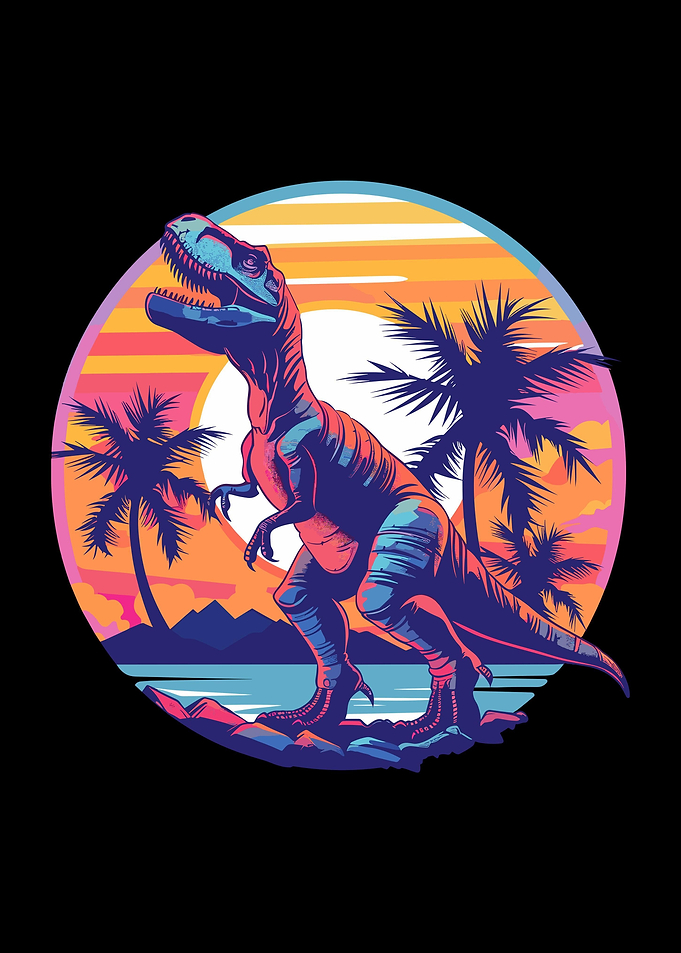 Retro Dinosaur Sunset