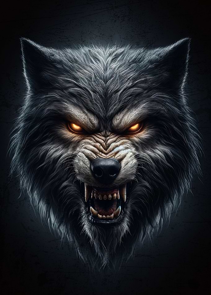 The Wolf Angry crazy face