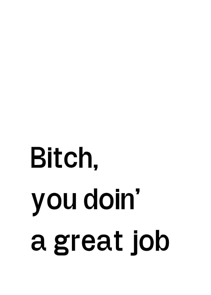 Bitch You Doin A Great Job