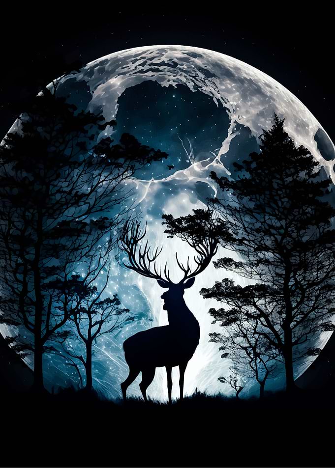 Deer Moon Landscape
