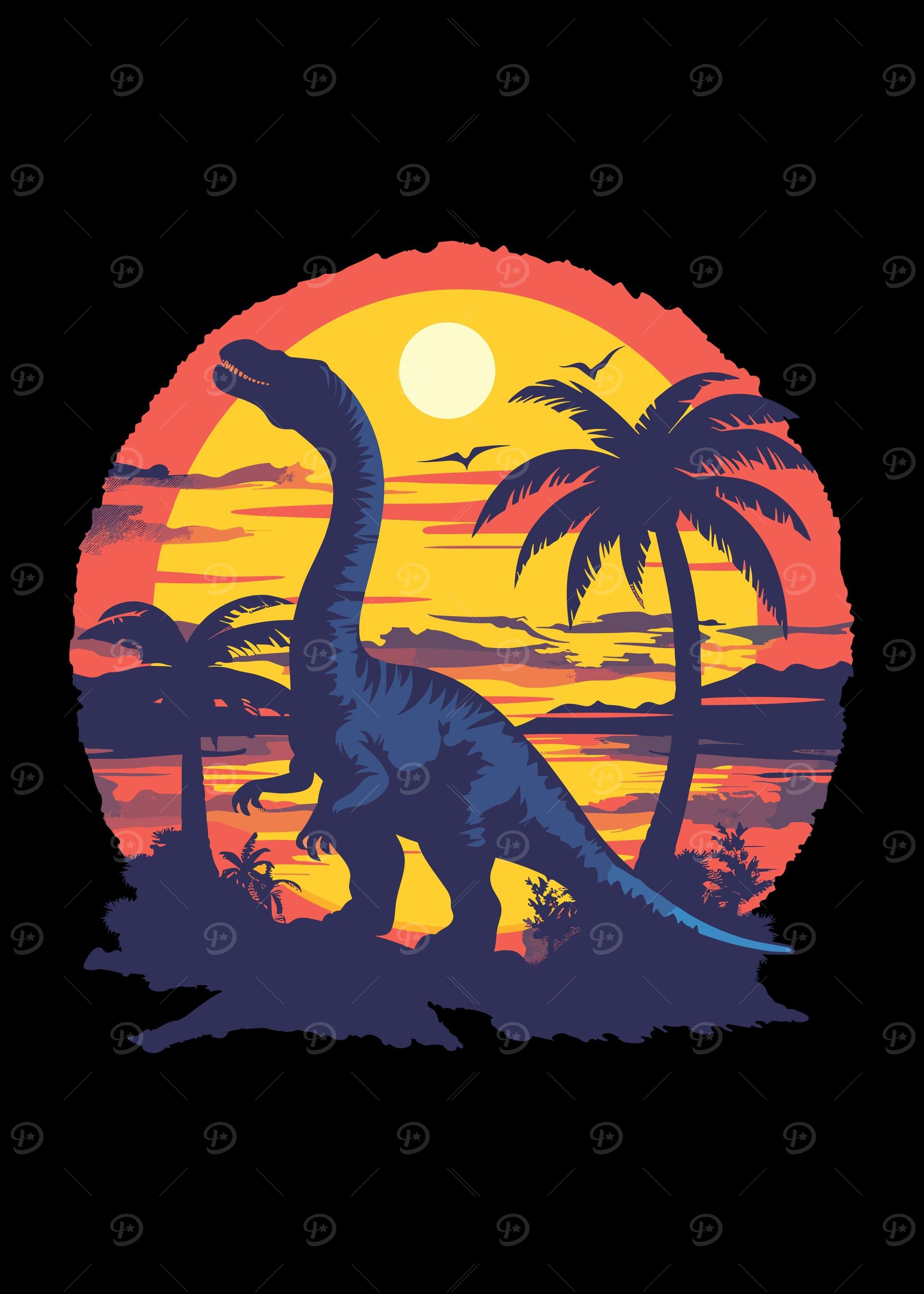 Retro Dinosaur Sunset