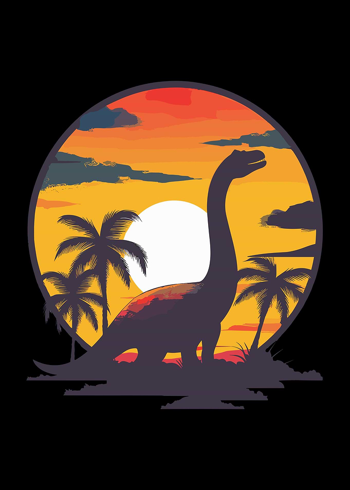 Retro Dinosaur Sunset