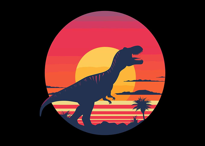 Retro Dinosaur Sunset