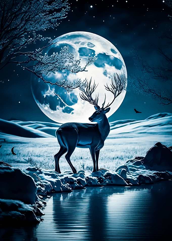 Deer Moon Landscape