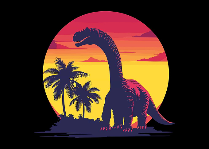 Retro Dinosaur Sunset