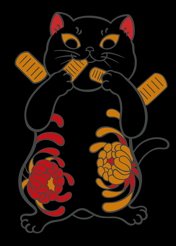 Lucky cat tattoo