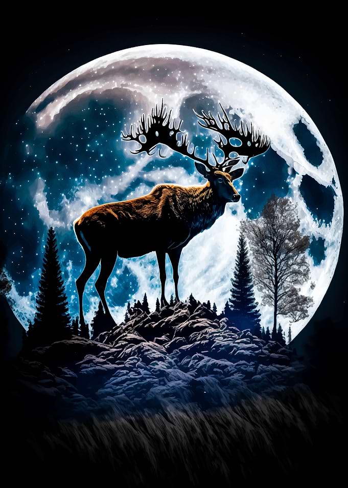 Deer Moon Landscape