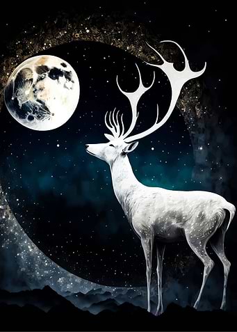Deer Moon Landscape