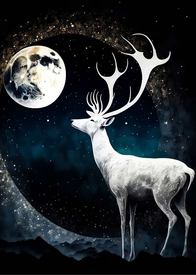 Deer Moon Landscape