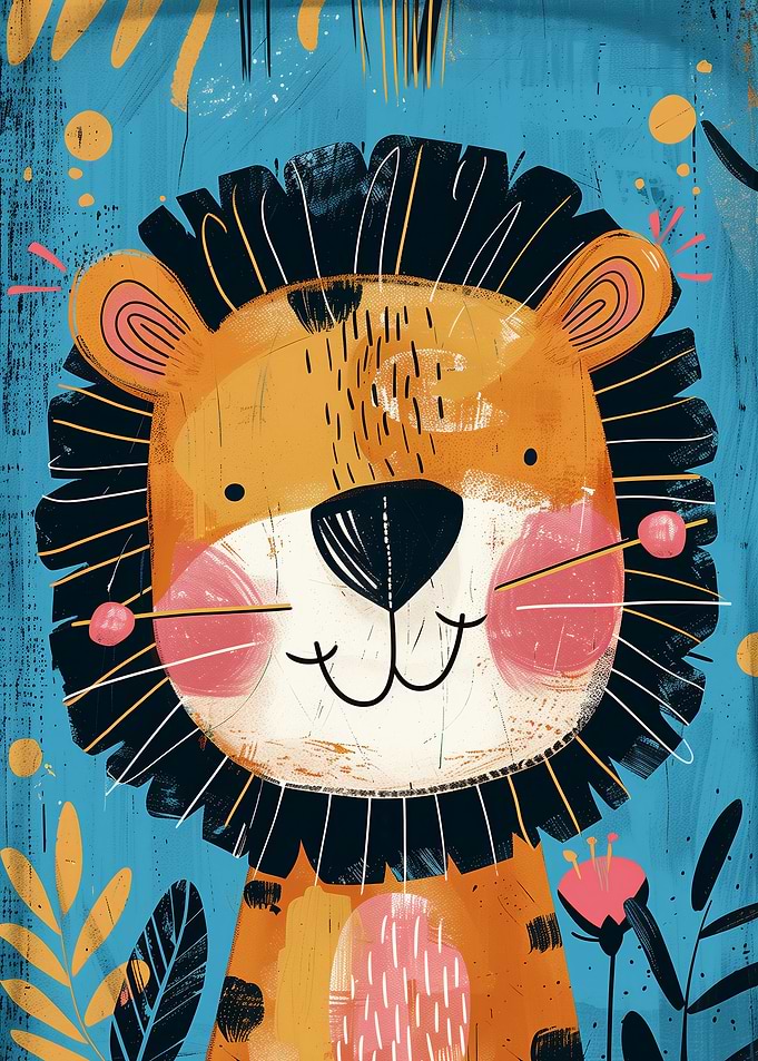 Whimsical Lion Nursery Art