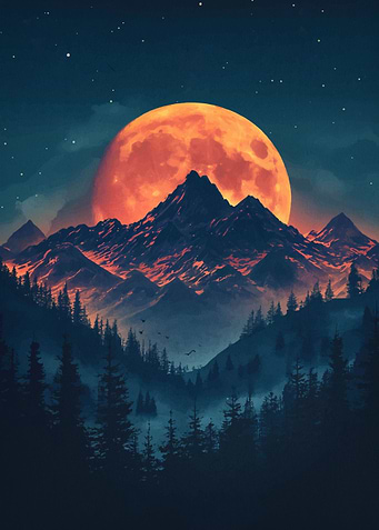 mountain vintage sunset
