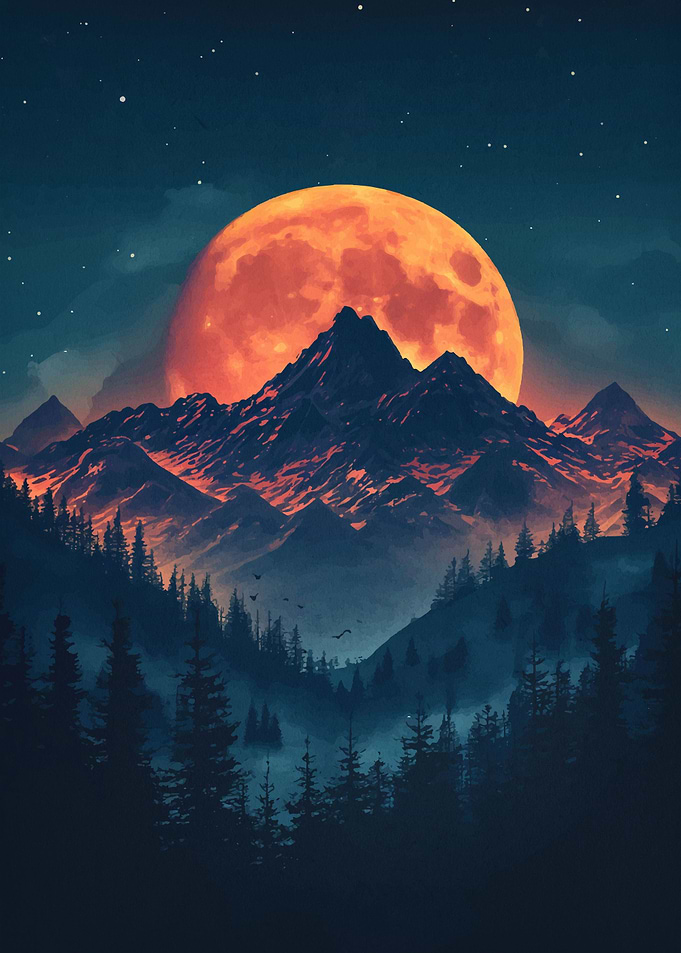 mountain vintage sunset