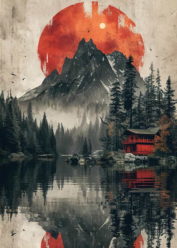 mountain vintage sunset