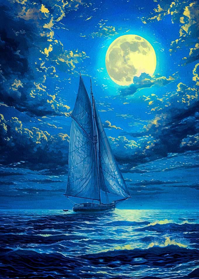 sailboat sunset painting