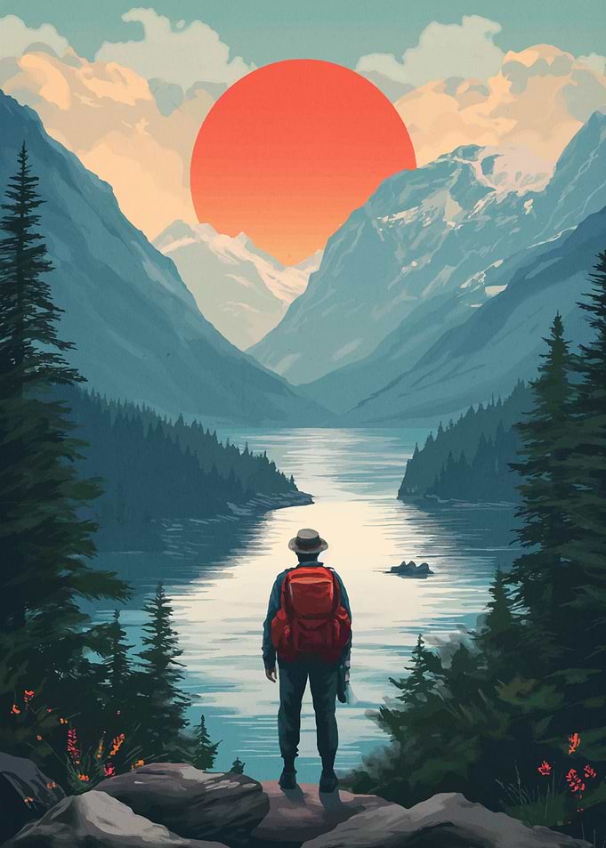 mountain vintage sunset