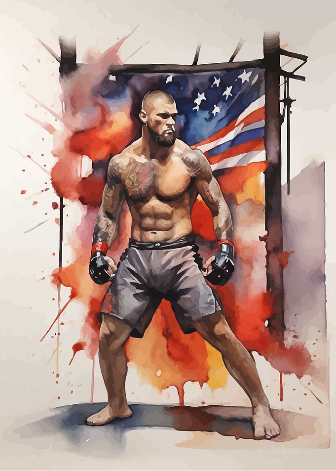 Mma fighter watercolor art