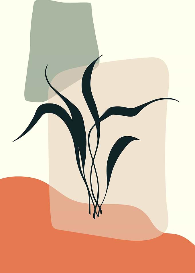 Geometric shape black leaf