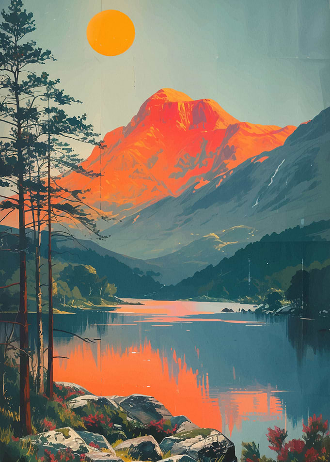 mountain vintage sunset