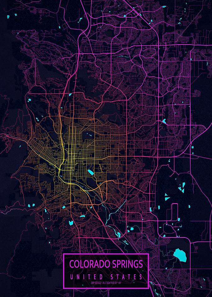 Colorado Springs Map Neon