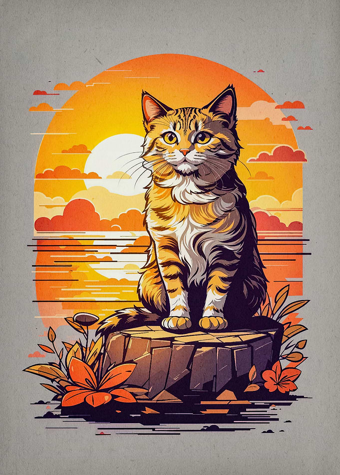 cat and flower