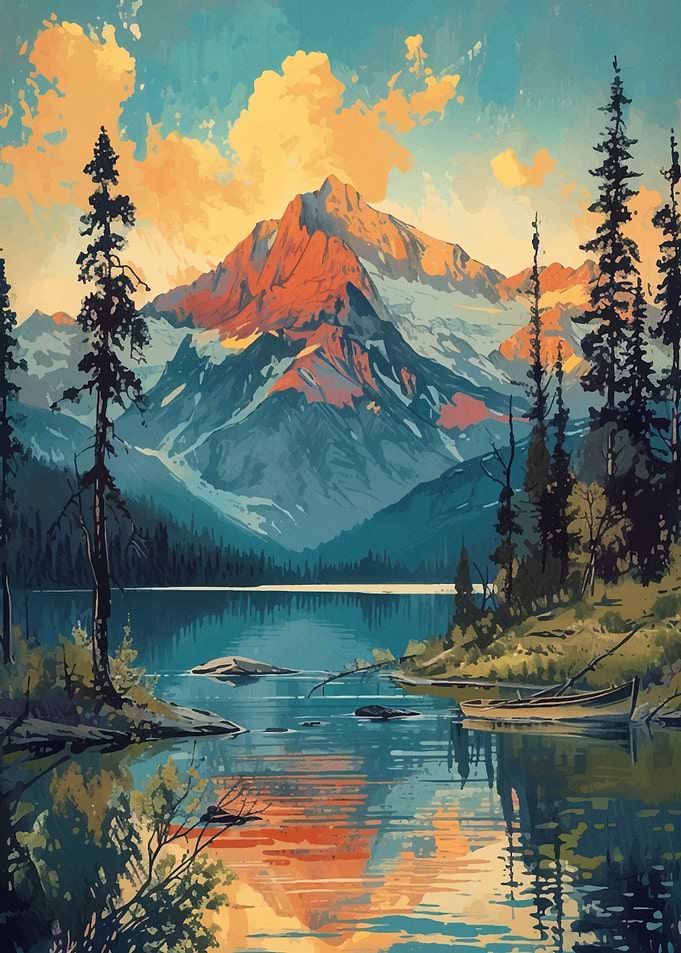 mountain vintage sunset
