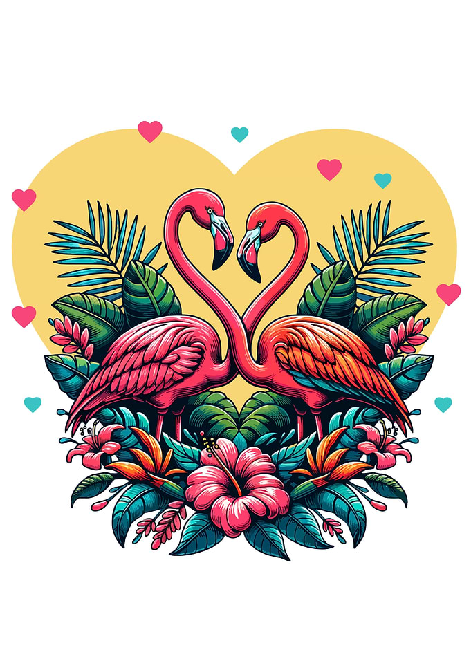 Flamingo Birds Love