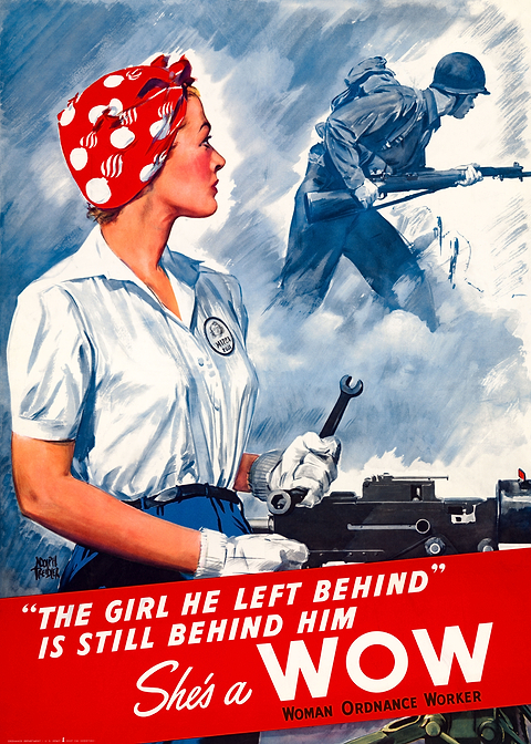 WOW Women at Work — vintage poster restored on metal